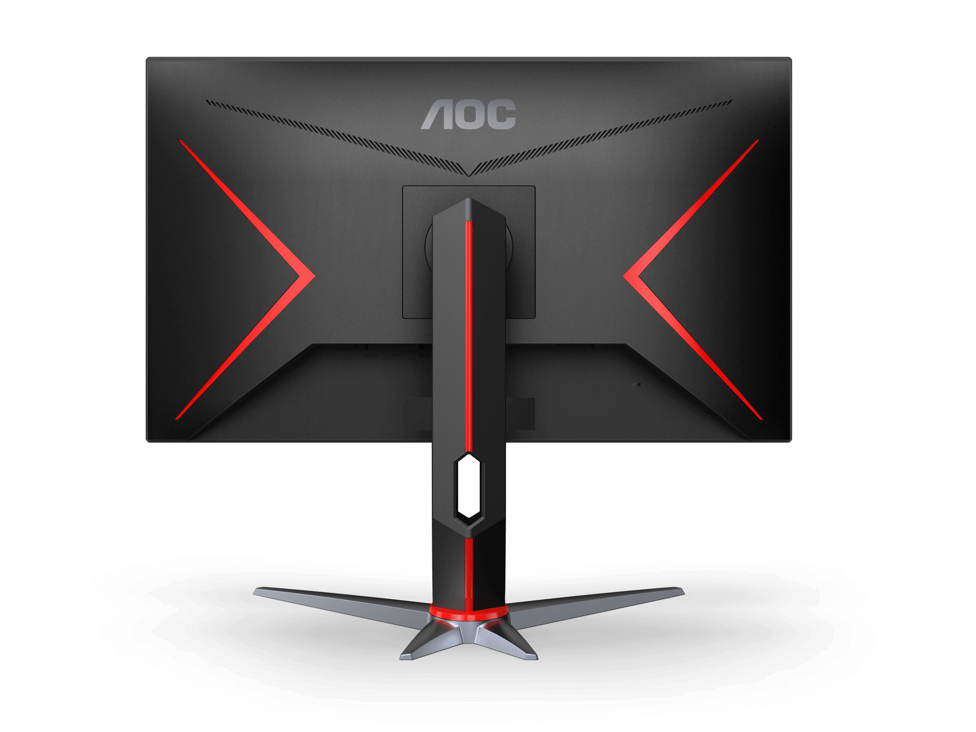Aoc q27g2 | 27" qhd va 144hz 1ms | adaptive sync hdmi displayport ergonomija | gaming monitor 2 Aoc q27g2 zadnja stran gaming monitorja s črno rdečim dizajnom